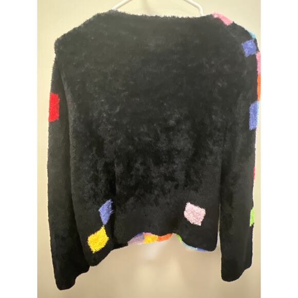 Michael Simon checkered clowncore women’s cardigan geometric sweater size large - Picture 3 of 8